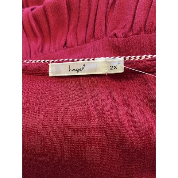 NWT Hazel 3/4 Sleeve Women's Size 2X Open Red Daryle Peasant Top - Picture 9 of 11